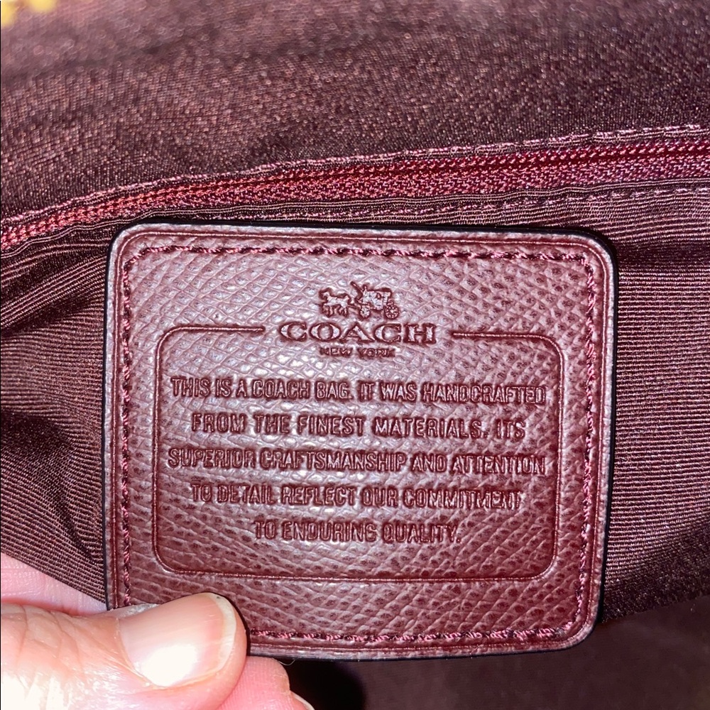 Coach Cora Domed Satchel with Border Studs in Burgundy Crossgrain Leather - Picture 13 of 13